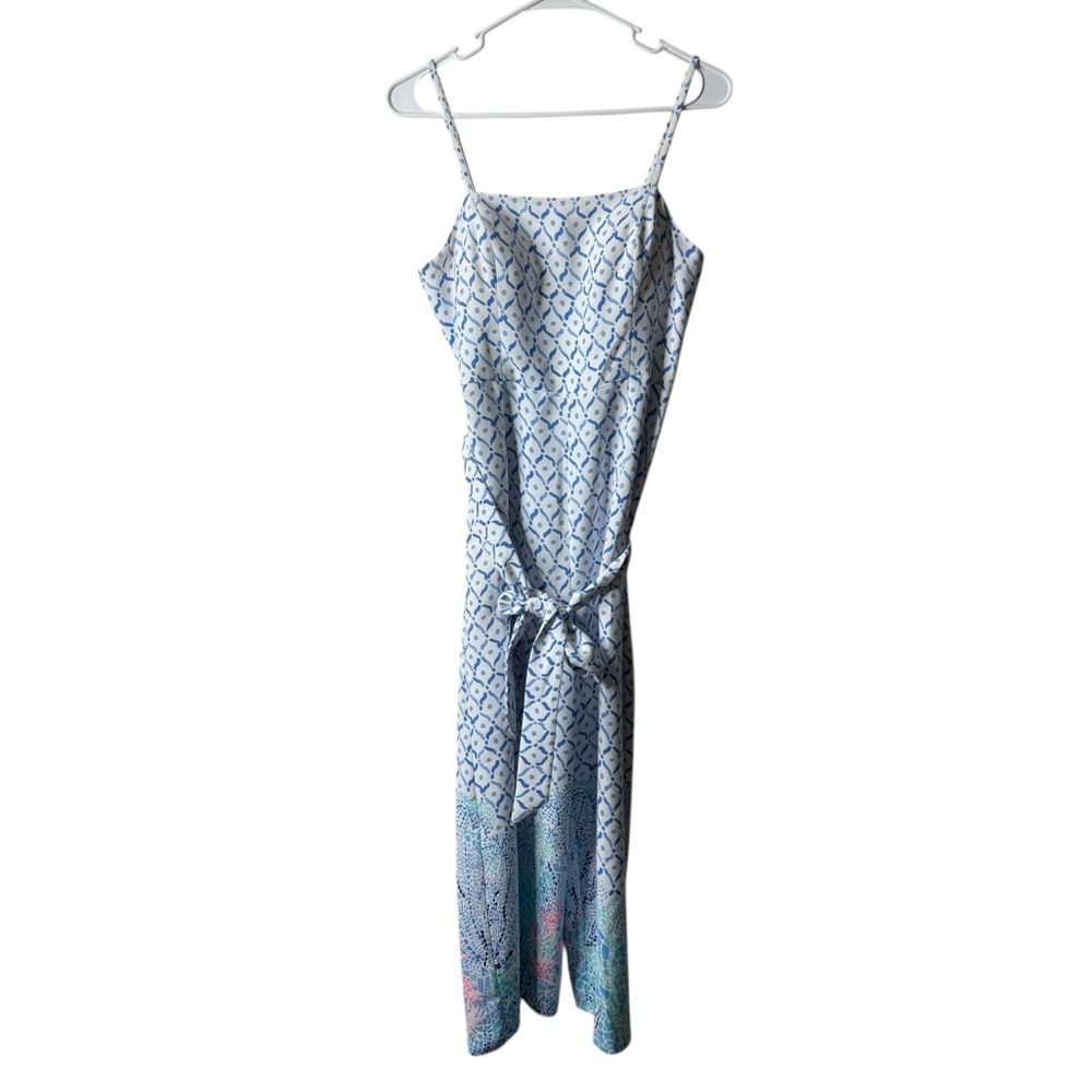 Lilly Pulitzer White Sea La Vie Wide Leg Belted Tank Sandra Jumpsuit - Picture 2 of 8